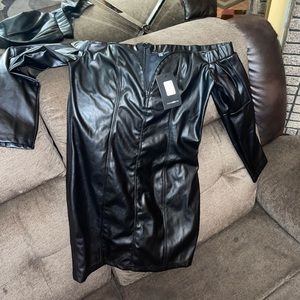 Mini faux leather dress